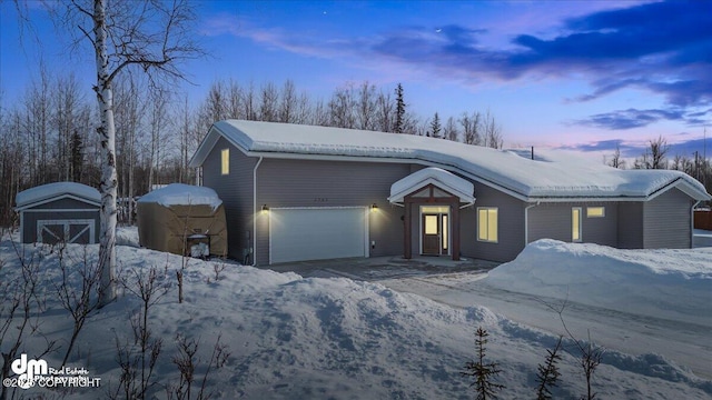 view of front of house with a garage