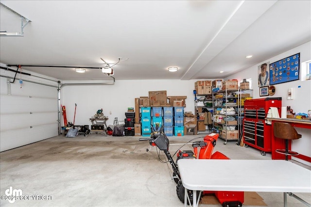 garage with a garage door opener