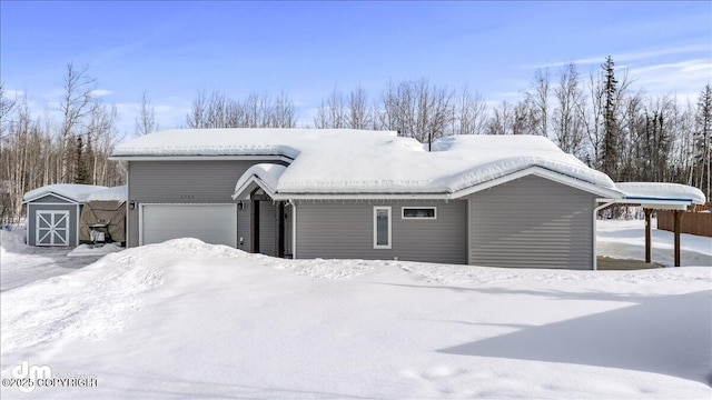 exterior space with a garage