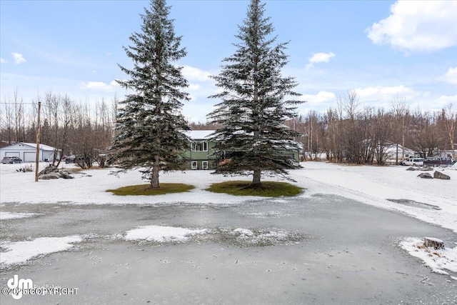 view of yard covered in snow