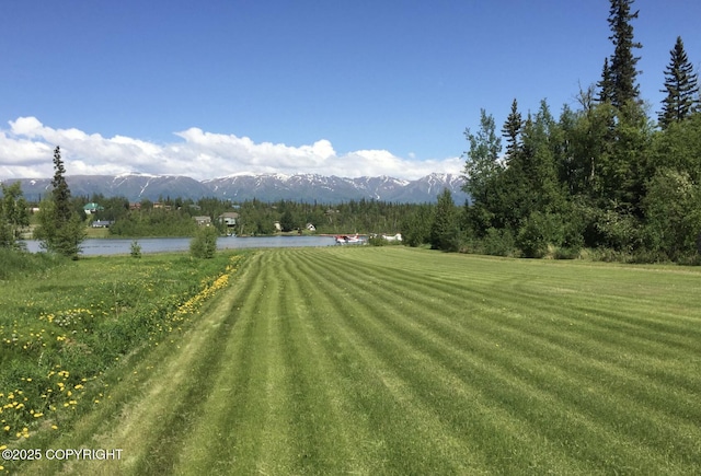 3151 E Cottle Loop, Wasilla, AK 99654 - view of grassy yard featuring a water and mountain view