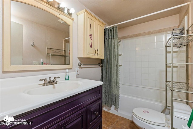 541 E 22nd Ave, Anchorage, AK 99503 - full bath featuring vanity, tile patterned flooring, toilet, and shower / bath combo