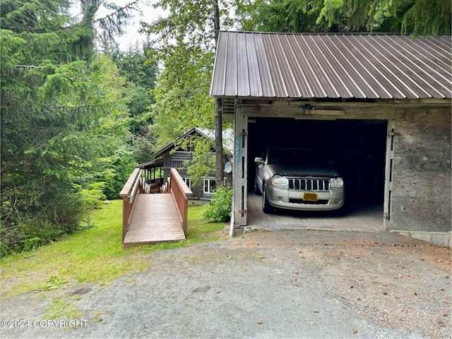 view of garage