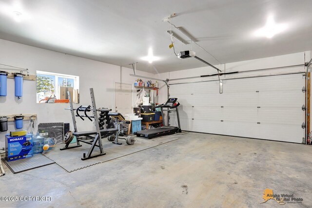 garage with a garage door opener