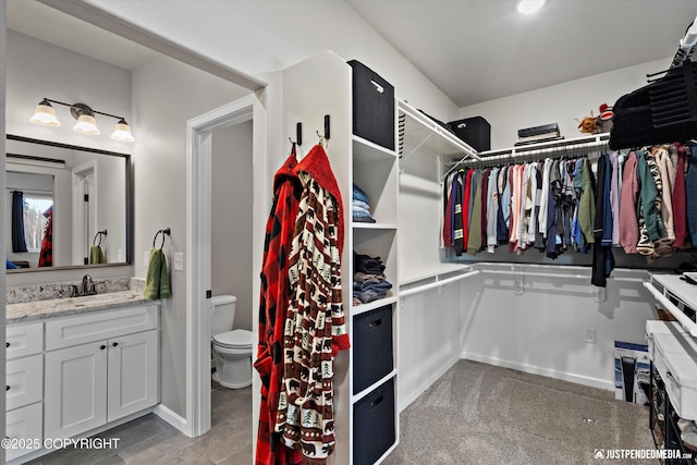 walk in closet with a sink