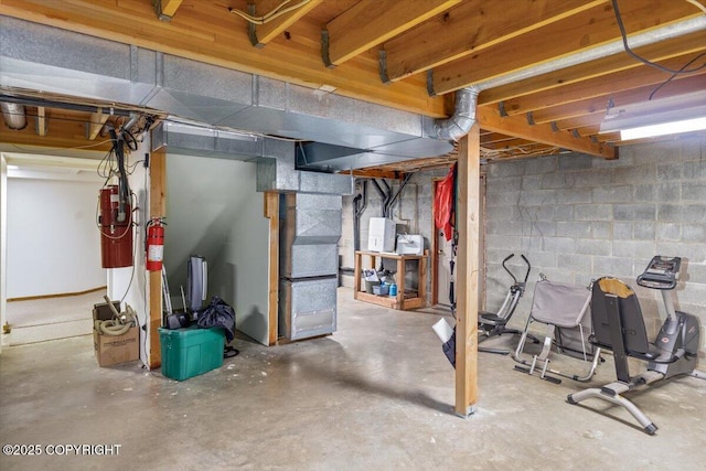 view of unfinished basement