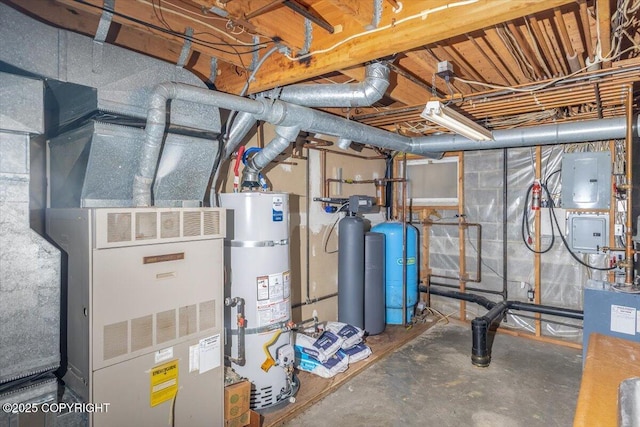 utilities with strapped water heater and electric panel