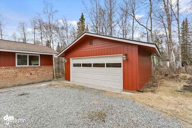 view of detached garage
