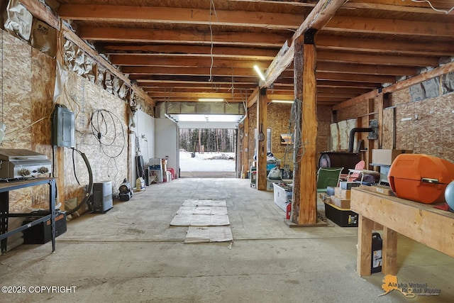 view of horse barn with electric panel