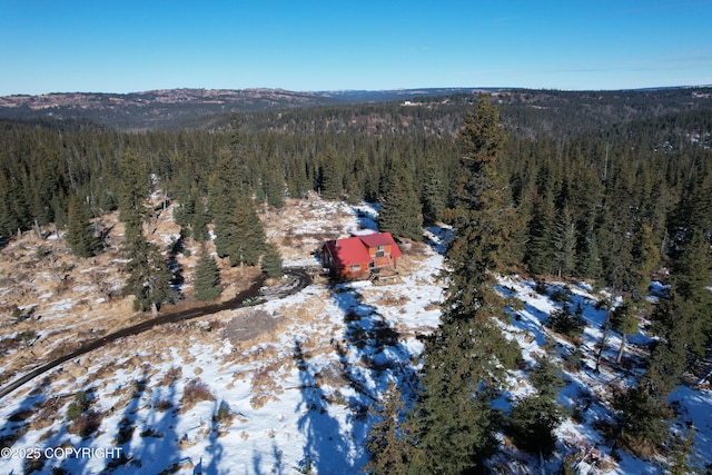 bird's eye view with a view of trees