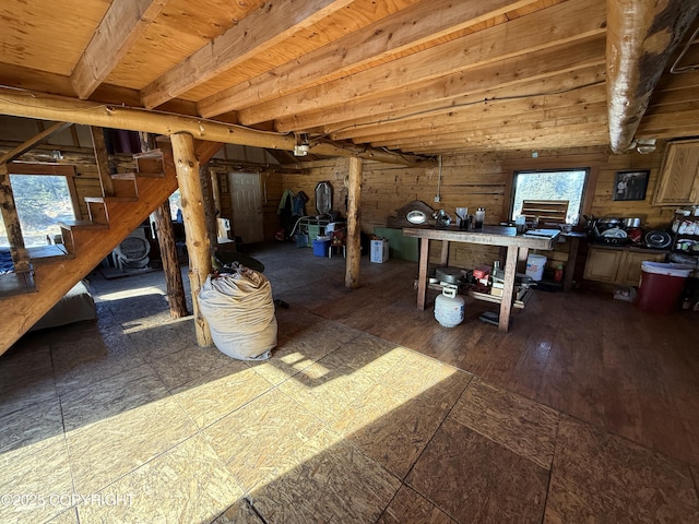 interior space with stairs and wood finished floors