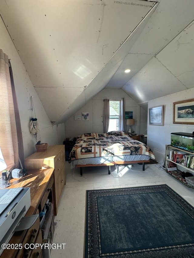 bedroom with vaulted ceiling