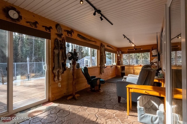 sunroom with track lighting