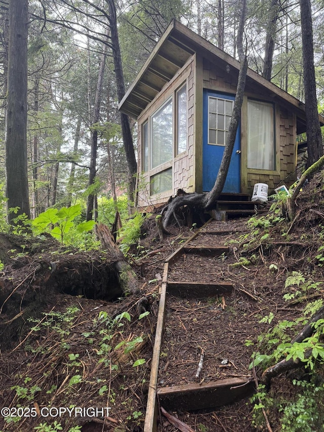 view of home's exterior featuring entry steps