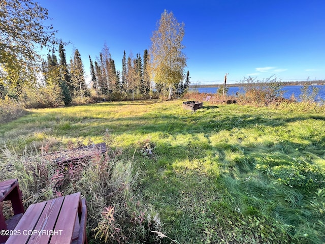 view of yard featuring a water view