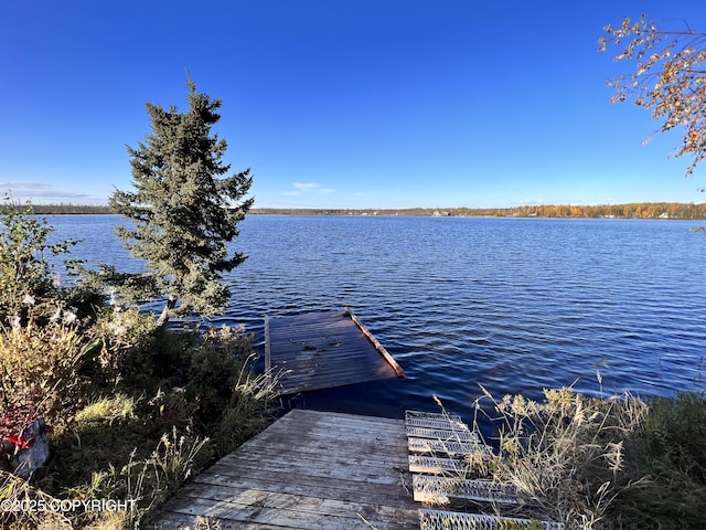 view of dock featuring a water view