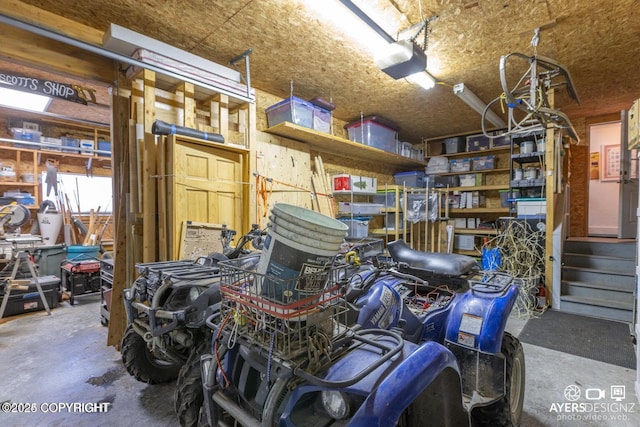 garage with a garage door opener