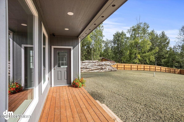 wooden terrace with fence