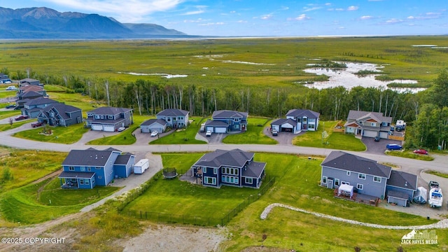 bird's eye view with a residential view and a mountain view