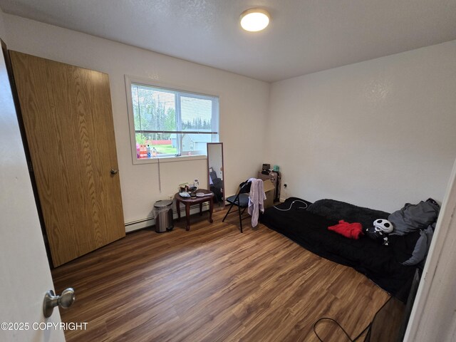 408 Haller St, Kenai, AK 99611 - bedroom with wood finished floors and a baseboard heating unit