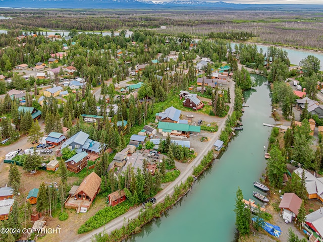 bird's eye view featuring a residential view and a water and mountain view