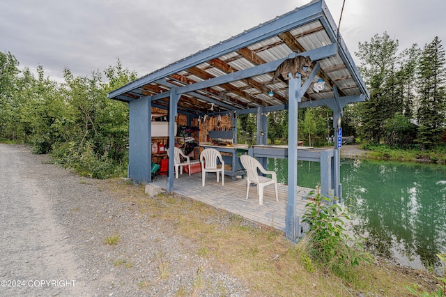 view of outdoor structure featuring a water view