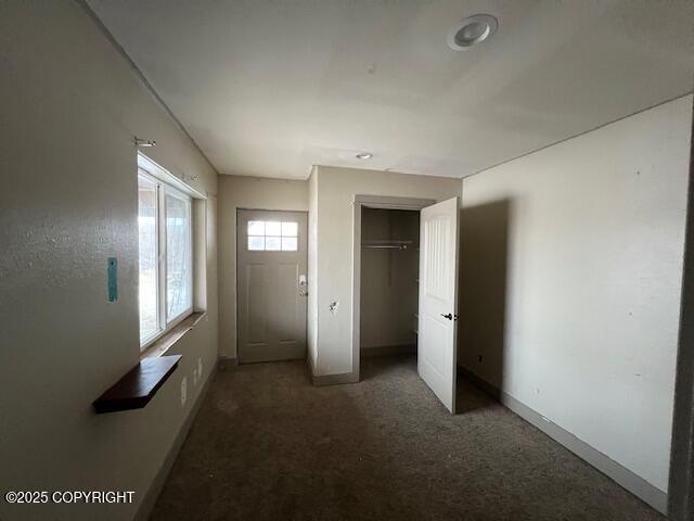 interior space featuring baseboards and carpet flooring