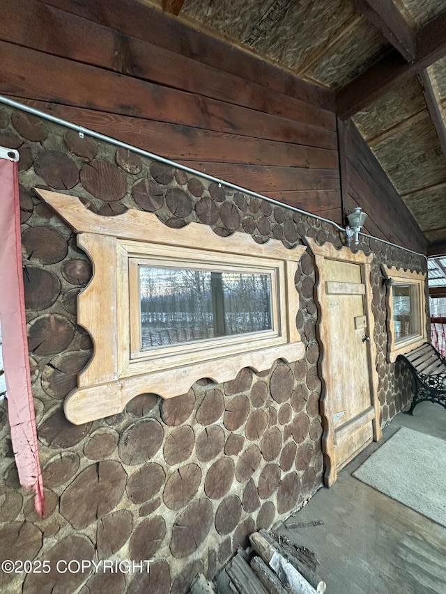 details featuring stone siding