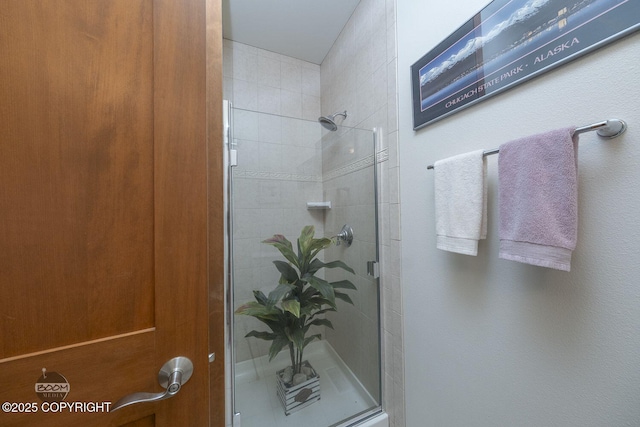 bathroom with a stall shower