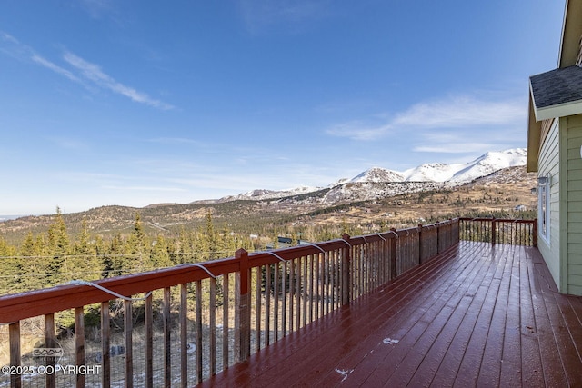 deck featuring a mountain view