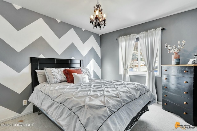 20420 Williamsburg Dr, Eagle River, AK 99577 - carpeted bedroom with a chandelier