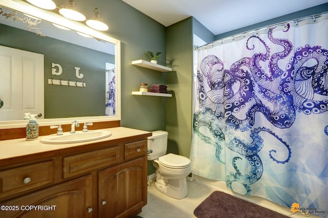 20420 Williamsburg Dr, Eagle River, AK 99577 - full bath with toilet, vanity, and curtained shower