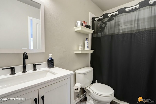 20420 Williamsburg Dr, Eagle River, AK 99577 - bathroom with toilet, vanity, and curtained shower