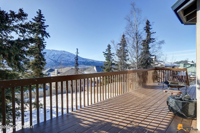 20420 Williamsburg Dr, Eagle River, AK 99577 - wooden terrace featuring a mountain view