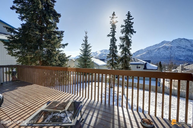 20420 Williamsburg Dr, Eagle River, AK 99577 - wooden deck with a mountain view