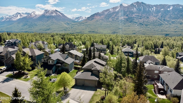 20420 Williamsburg Dr, Eagle River, AK 99577 - aerial perspective of suburban area with a forest and mountains