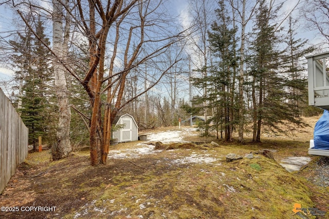 view of yard with a storage unit and an outdoor structure