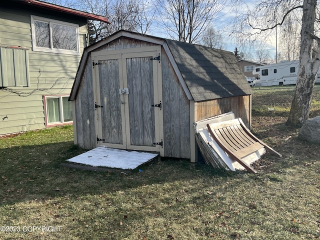 view of shed