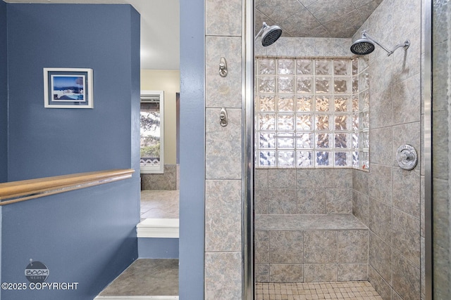 bathroom featuring a shower stall