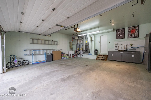 garage with a garage door opener