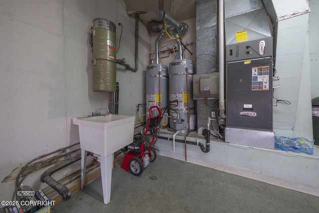 utility room featuring secured water heater