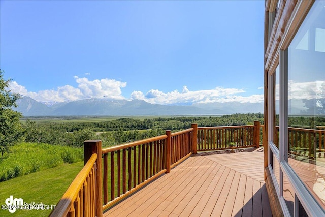 deck featuring a mountain view