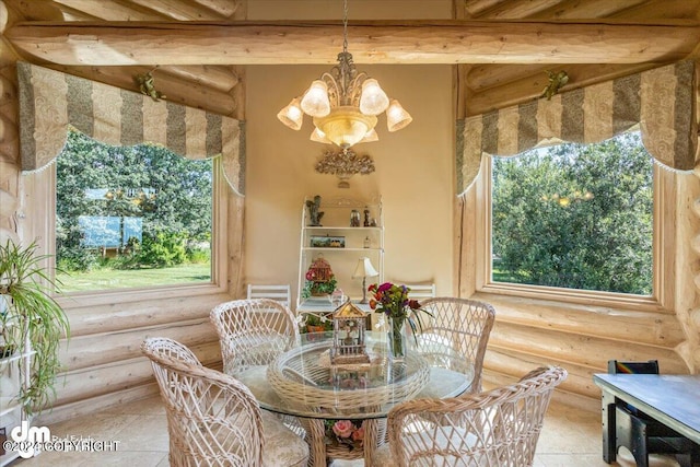 dining room with an inviting chandelier