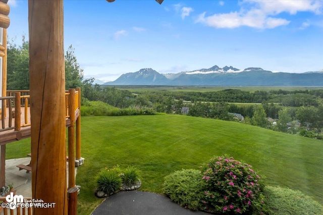 view of yard featuring a mountain view