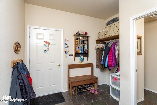 mudroom with baseboards