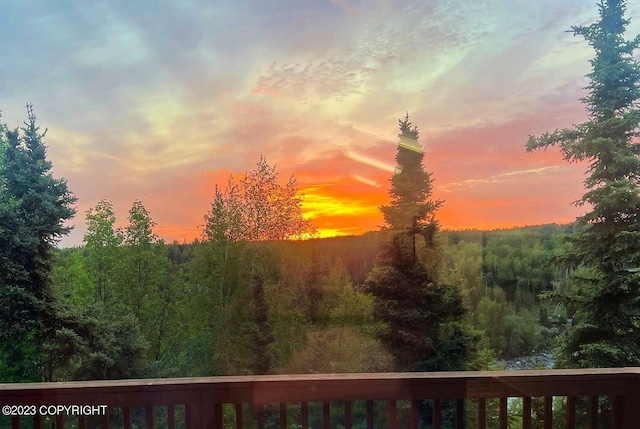 nature at dusk with a view of trees