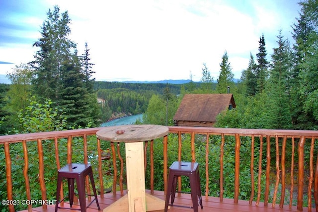 deck with a view of trees