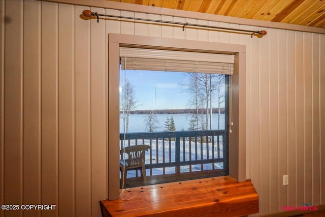 room details featuring wooden walls