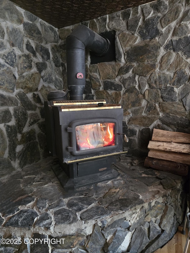 details with a wood stove