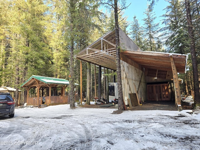 view of snow covered structure